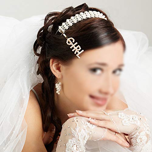 image for Hysagtek 18 pieces Words Letter Hair Pins, Rhinestone Hair Clips Pearl