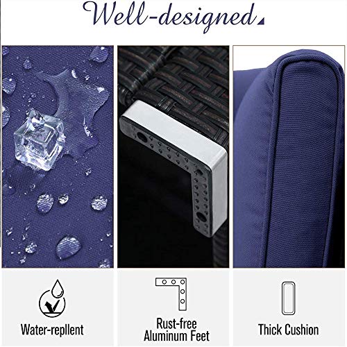 PHI VILLA Outdoor Patio Rattan Sectional Sofa Patio Wicker Furniture