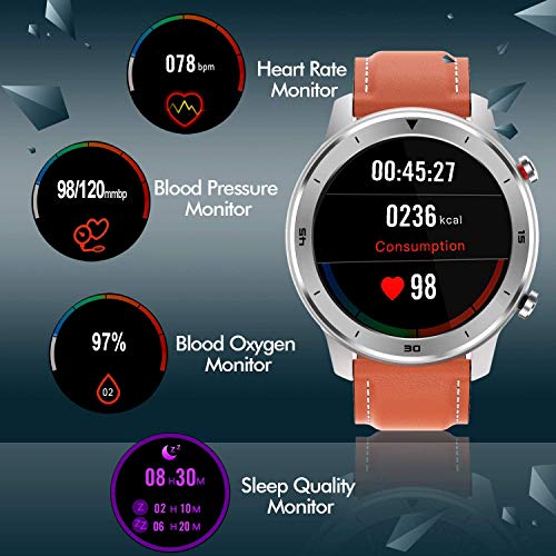 Smart Watch, Popglory Smartwatch HR, Touchscreen 1.3" Fitness Watch