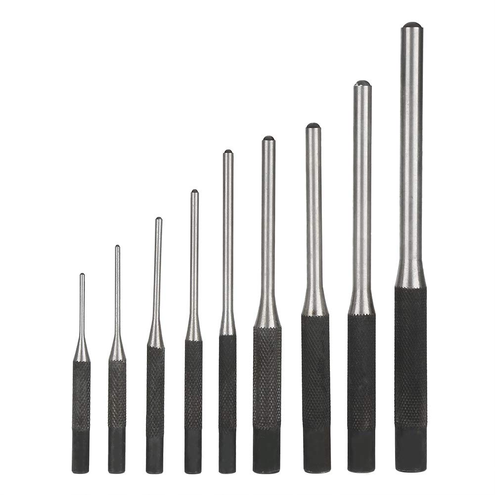9Pcs Centre Punches Set, Different Size Roll Pin Steel Centre Punch Marking Hole Tool, 2.8-6.4 Inch