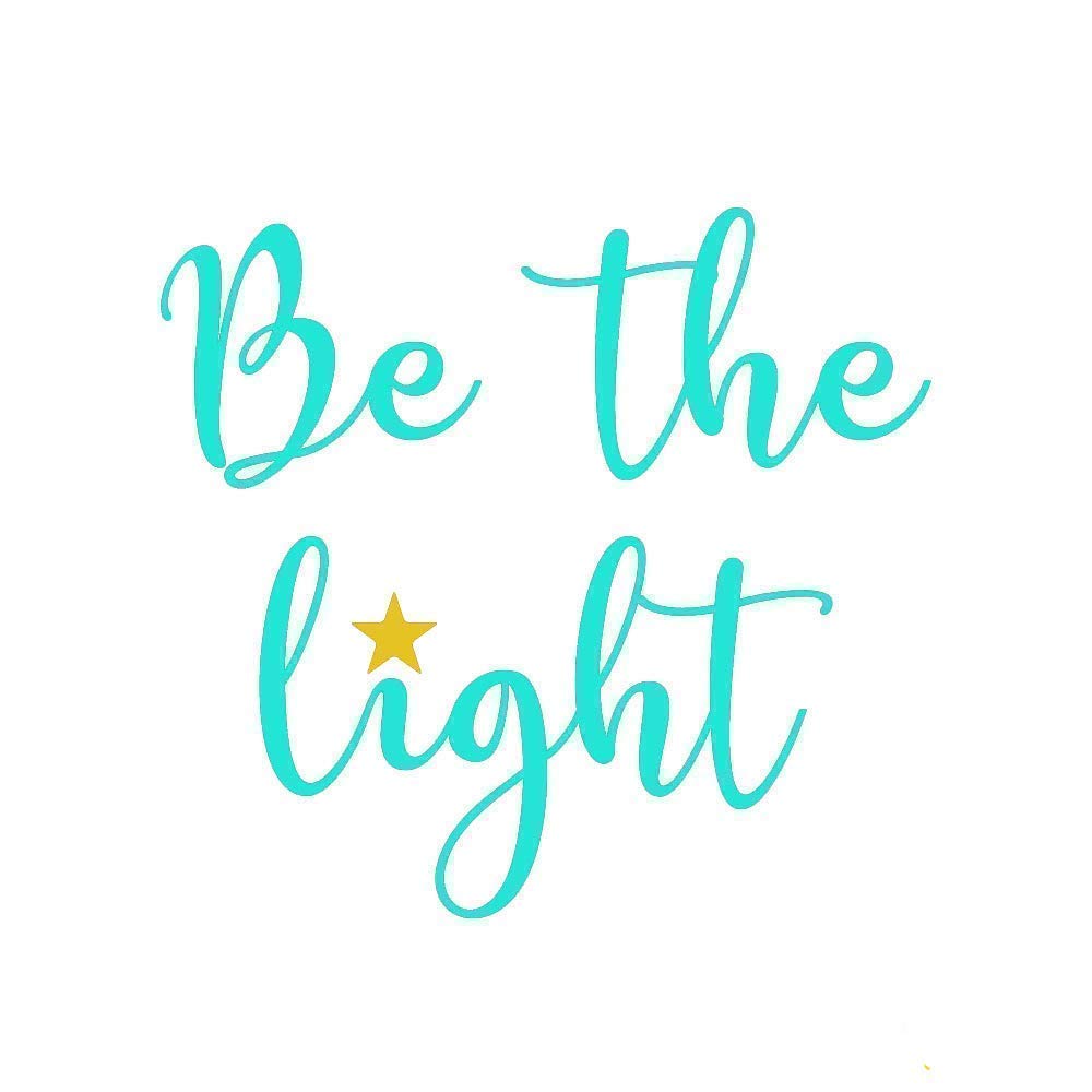 Custom Be the Light Inspirational Quote Vinyl Decal Sticker for Yeti Cup, Car, Tumbler, Laptop, Car Window Accessories for Women | You Choose Size and Color, Glitter Options Available