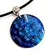Swimmi Handcrafted Blue Abalone Necklace, Natural Paua Abalone Necklaces for Women Men, Handmade Rainbow Beads Cords Seashell Necklace Jewelry (CA347)