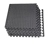 GLOUE Puzzle Exercise Mat EVA Interlocking Floor Mat Set For 24 Square Anti-fatigue Exercise & Fitness Gym Soft Yoga Trade Show Play Room Basement Square Floor Tiles Borders Included