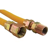 24" Stainless Steel Gas Connector with 1/2" and 1/2" Fittings