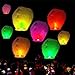 50 Pcs Assorted Color Chinese Paper Lanterns Sky Fire Fly Candle Lamp for Wish Wedding Party