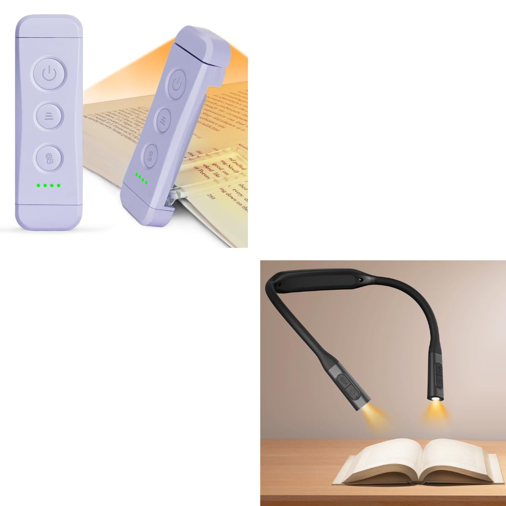 Glocusent 1 Pack Rechargeable Book Light 1 Pack Ergonomic Neck Light 1200mAh for 100Hrs Runtime