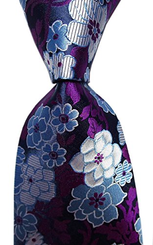 Secdtie Mens Big Floral Silk Cravat Ties Woven Business Formal Necktie Nearwear (One Size, blue purple)