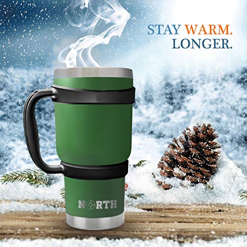 Army Green North Stainless Steel Vacuum Insulated 5-Piece Tumbler Set, 30 oz, Travel Mug For Home, Office, School – Like Yeti Tumbler For Ice Drink & Hot Beverage (Army Green Stainless Steel Mug)