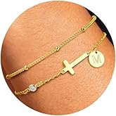 Ritach Cross Bracelets for Women Dainty Gold Plated Letter Initial Cross Bracelets for Women Trendy Personalized Letter Bracelet Birthday Gifts for Her