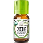 Healing Solutions Camphor Essential Oil 10ml (0.33 oz) – Organic, Pure, Undiluted Camphor Oil, Therapeutic Grade for Hair, Diffuser, & Skin