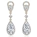 Incaton Teardrop Dangle Earrings for Wedding-Crystal Earrings with Pearl Extended for Bridal Women