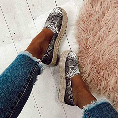 Pumps Platform Espadrille Sneakers for Women:Print Canvas Casual Flats Classic Slip-On Comfortable Shoes White - Thumbnail 5