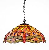 CHLOE Lighting CH2825DB18-DH3 Tiffany-style Dragonfly 3-Light Ceiling Pendant Fixture with 18-Inch Shade