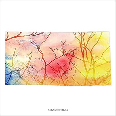 Vipsung Mikrofaser Ultra Weiches Handtuch Baum Decor Natur Thema Herbst Forest Einen Pfad Mit Fallen Blatter Digital Print Avocado Grun Orange Fur Hotel Spa Beach Pool Bad Stil 16 27 5w By 13 7l