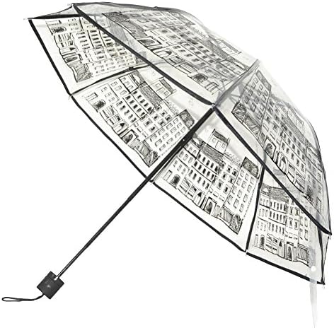 QING OUTDOOR Folding Clear Umbrella with Reinforced Steel Ribs