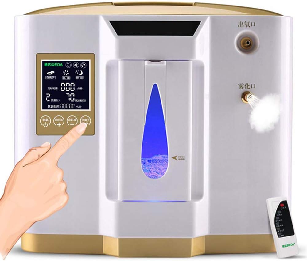 Lzour Portable Ox-Ygen Bar, Oxy Maker 1-6L Oxy Ge-Ne-Rator Air Con-Cen-Tra-Tor Home Use