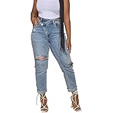 HTD Women's Boyfriend Jeans Ripped Skinny Jeans Distressed Stretchy Denim Pants