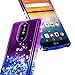 LG Stylo 4 Case, LG Stylo 4 Plus Case, LG Q Stylus w/[Full Cover Tempered Glass Screen Protector], NageBee Glitter Liquid Waterfall Flowing Sparkle Shiny Diamond Girls Cute Case -Purple/Blue