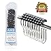 AMS Shower Curtain Hooks Rings - 100% Stainless Steel - Decorative with Polished Metal Frame,Set of 12 Rings (Black)