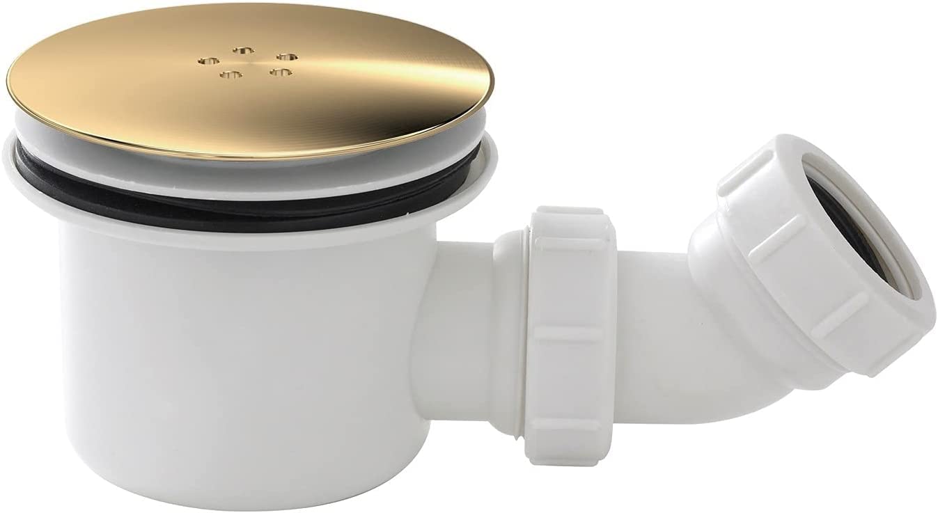 90mm Brushed Brass High Flow Shower Tray Waste