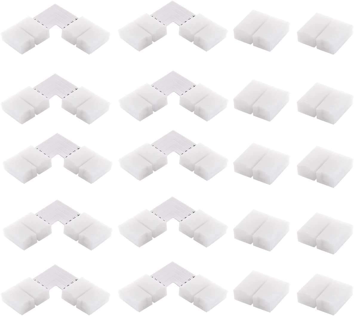 VINBE Led Corner Connector, 20 Pack Light Strip Connector 10pcs L Shape +10pcs 4 Pins for 5050 SMD RGB 4 Conductor