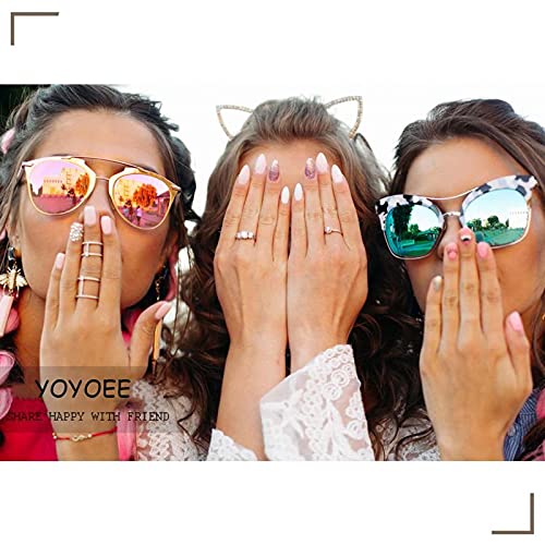 YoYoee Luxury French Press on Nails Daisy Gradient Nails Tips Long Square False Nails Bling Acrylic Crystal Gem Design Fake Nails for Women and Girls 24PCS - Image 5