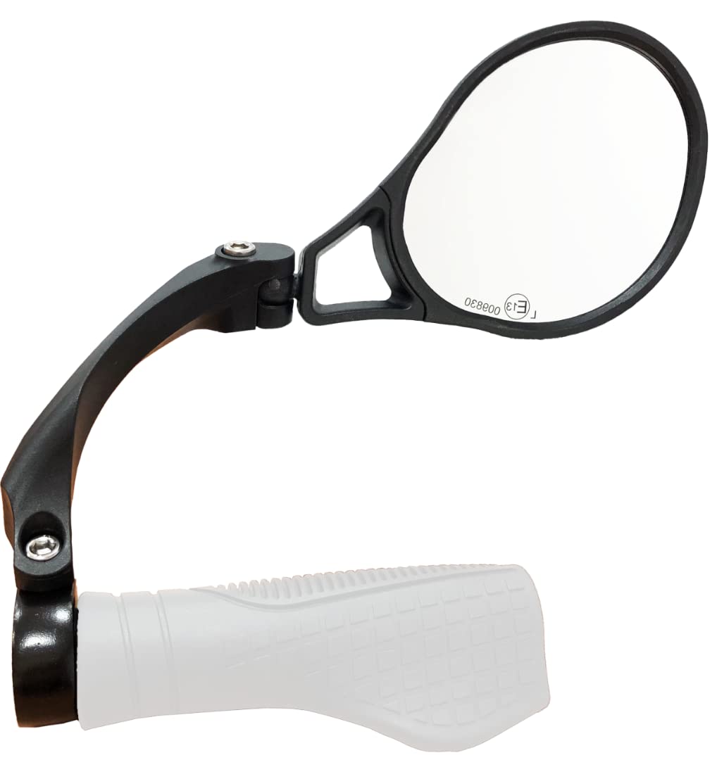 Hafny E13 Approved E-Bike Mirror, Large Surface Handlebar Bike Mirror, HD Automotive Grade Glass Bicycle Mirror, Safe Blast-Resistance Cycling Mirror, (HF-M901RS-FR01) (Silver Right)