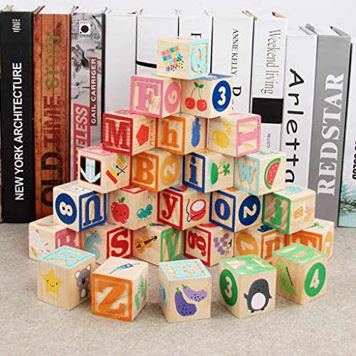 Pstars Wooden Learning Puzzle Letters Teaching Educational Building Blocks Kids Toys Cultivating Baby's Hands, Eyes, Brain Coordination Ability