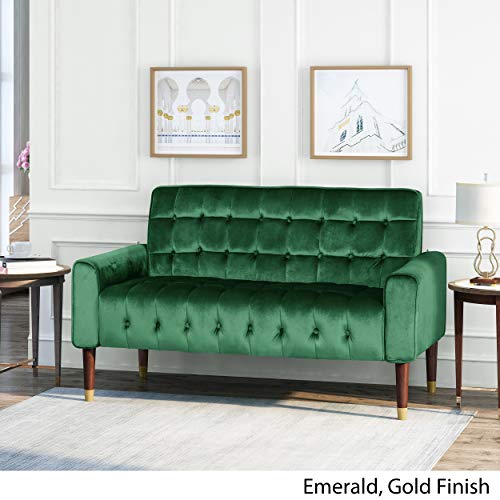 Christopher Knight Home Tufted Velvet Tapered Leg Loveseat by