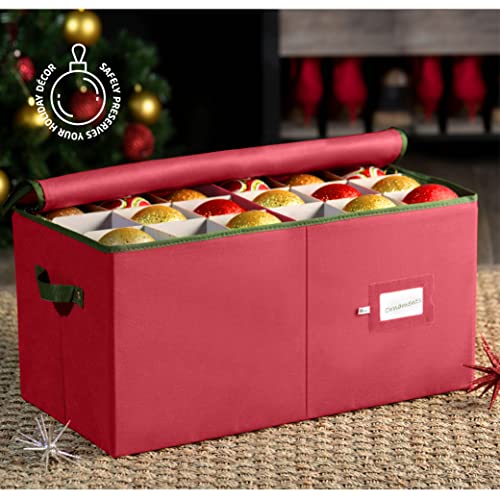 ZOBER Ornament Storage Box 4Inch, with Zippered Closure Protect