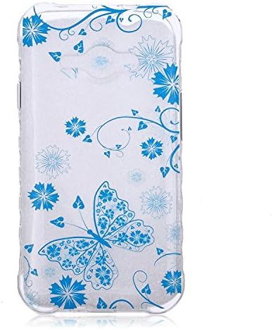 CaseHome Samsung Galaxy J1 Ace Case [Blue Butterfly] Ultra Slim Thin Clear Soft Bumper Silicone Gel TPU Protective Case Cover Skin for Samsung Galaxy J1 Ace