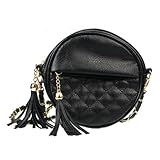 Doinshop New Fashion Small Circular Chain Shoulder Satchel Messenger Bag (black)