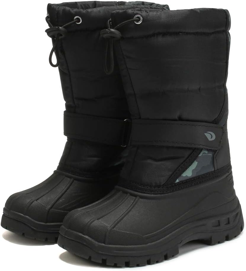 DRKA Toddler Snow Boots for Kids Boy Girls, Waterproof Insulated Rubber Warm Soft Winter Shoes for Outdoor Cold Weather