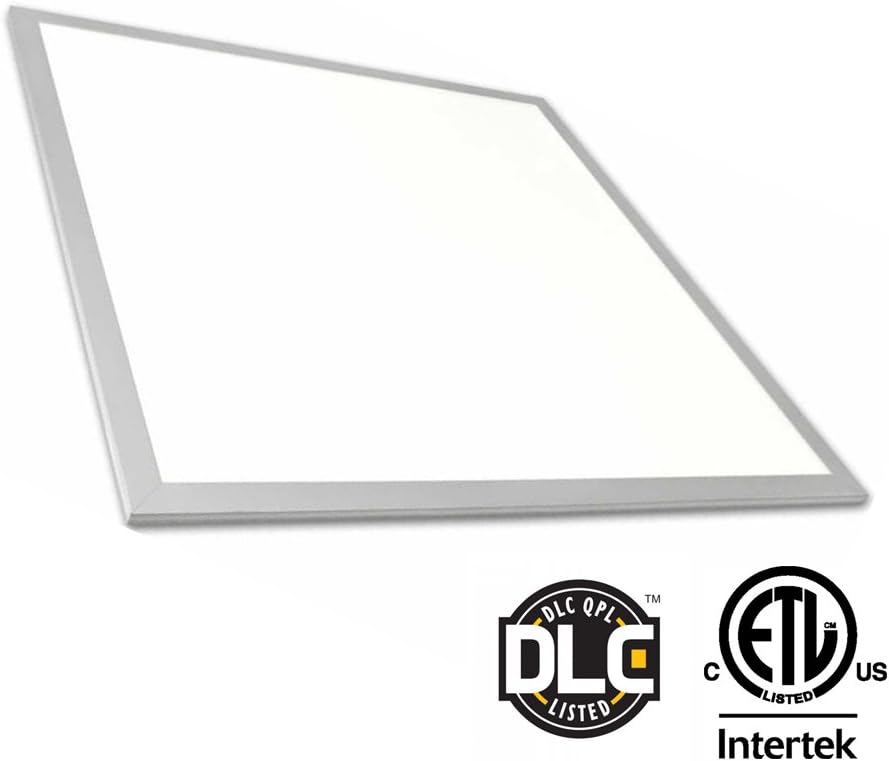 Sheenly 40W LED Edge-Lit Flat Panel 2x2 Ft, Silver Frame Troffer, 5000K (Daylight), 3400 Lumen, Ultra Thin Lighting Fixture, DLC Qualified and ETL Listed