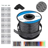 Flexo PET Expandable Braided Cable Sleeve 1/2 inch Braided Wire Loom, Cable Sleeving for HDMI Cable 100FT Automotive Wire,PureBlack