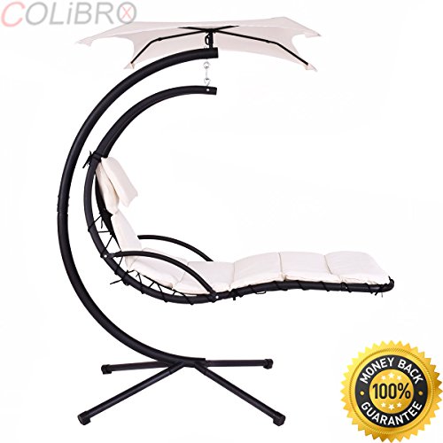 Buy COLIBROXBeige Hanging Chaise Lounge Chair Arc Stand Air Porch
