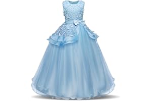 NNJXD Girl Sleeveless Embroidery Princess Pageant Dresses Kids Prom Ball Gown