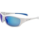 Optic Edge Overdrive Sports & Motorcycle Sunglasses for Men or Women White Frame w/Dielectric Blue Mirror Lens