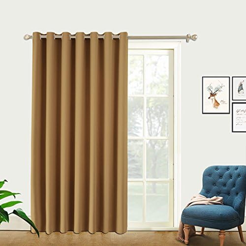 PRAVIVE Space Partition Blackout Curtain - Modern Premium Heavyweight Drape Panel With Eyelet Top For Large Bedroom Window - 8.5' W X 8' L, khaki, Set of 1