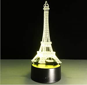Djkaa Eiffel Iluminación romántica 3D Torre Eiffel LED USB ...