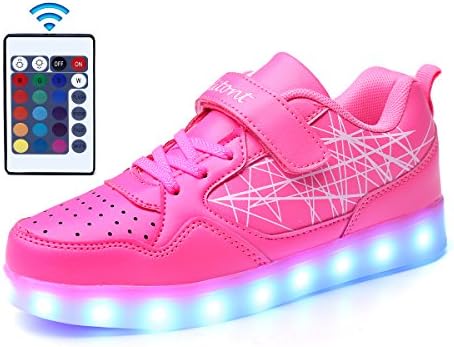ditont LED Light Up Shoes Remote Control 16 Colors Flashing Sneakers for Kids Boys Girls(DT68Pink30)