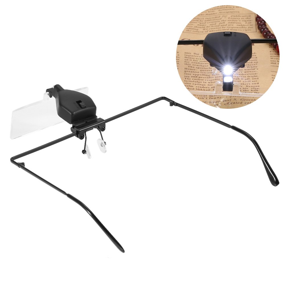 Rotekt Eyeglass Magnifier, 1.5X 2.5X 3.5X Eyeglass LED Magnifier Hands Head Eyelash Extension Magnifying Glass