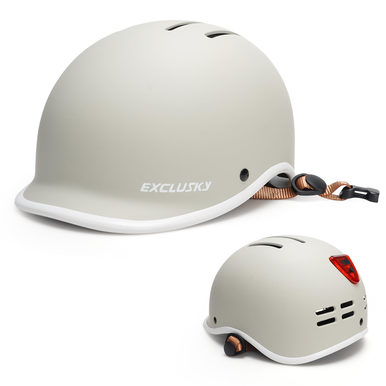 Photo 1 of Exclusky Bike Helmet for Adults,Adjustable Cycling Helmet for Men & Women Safety Certified Bicycle Helmet for Commuting, Road Biking, Skating with USB Rechargeable Rear Light