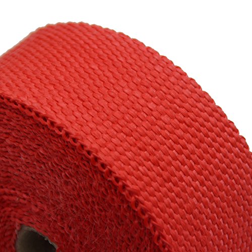 2"x50' Motorcycle Red Exhaust Header Wrap Fiberglass Heat Shield Sleeve Wrap with Stainless