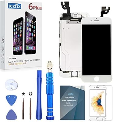 Iezfix Compatible With Iphone 6 Plus Screen Replacement White 5 5 Inch Lcd Display Touch Digitizer Frame Full Assembly With Front Camera Proximity Sensor Earpiece Free Repair Tools Screen Protector Amazon Sg Electronics