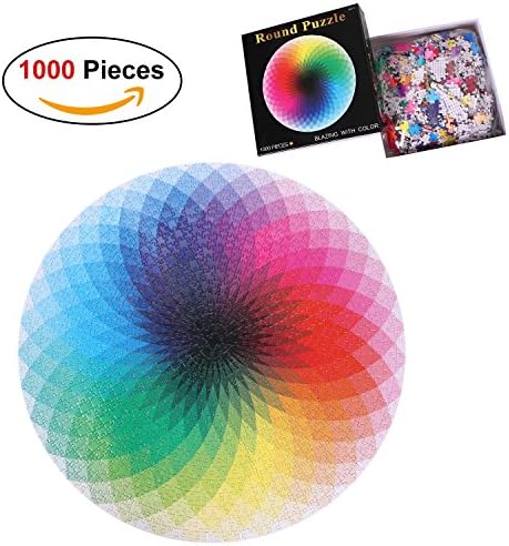 Round Jigsaw Puzzles 1000 Pieces Rainbow Puzzle for Adults and Kids
