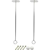 2 Pack Ceiling Mount Bracket, Stainless Steel Wardrobe Pipe Bracket Rod Holder Ceiling Holder, ULIFESTAR Shower Curtain Closet Wardrobe Rod Lever Support Holder Pipe Flange Socket 25x400mm/1x16''