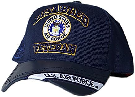 US HONOR Embroidered Officially Licensed Veteran Disabled Air Force Round Baseball Caps Hat Blue