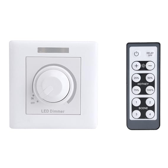 Fdit LED Dimmer mit IR Fernbedienung Einstellbare 12 Tasten Fernbedienung für Home Cabinet Panel Light 200W(220v)