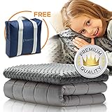 Snuggle Pro Weighted Blanket for Kids - 7 lbs Heavy Blanket for Sleeping, 41''x60'' - Set with Cool Bamboo & Minky Reversible Cover - Great Comfort for Children - Sensory Calming Weighted Blanket